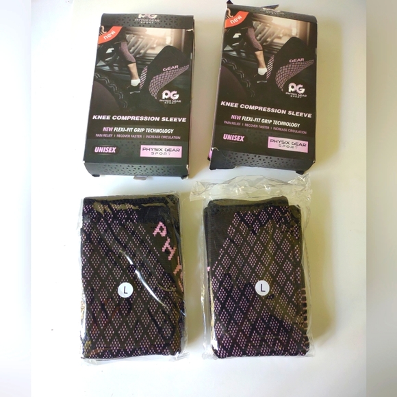 Physix Gear knee compression sleeves. Black and Pink, size large - Picture 6 of 6